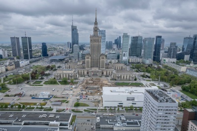 Widok na centrum Warszawy z lotu ptaka