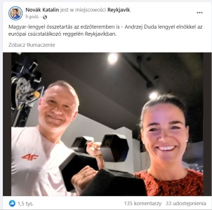 Katalin Novák i Andrzej Duda na siłowni