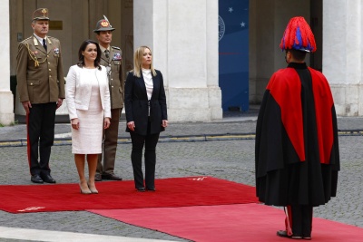 Prezydent Węgier i premier Włoch podczas uroczystości w Rzymie