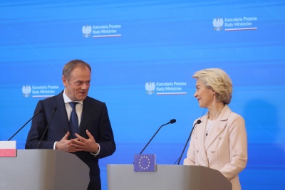 Prime Minister of the Republic of Poland Donald Tusk and the head of the European Commission Ursula von der Leyen 